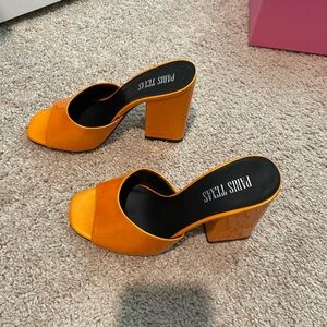 Paris Texas Orange Women's Block Heel Mules